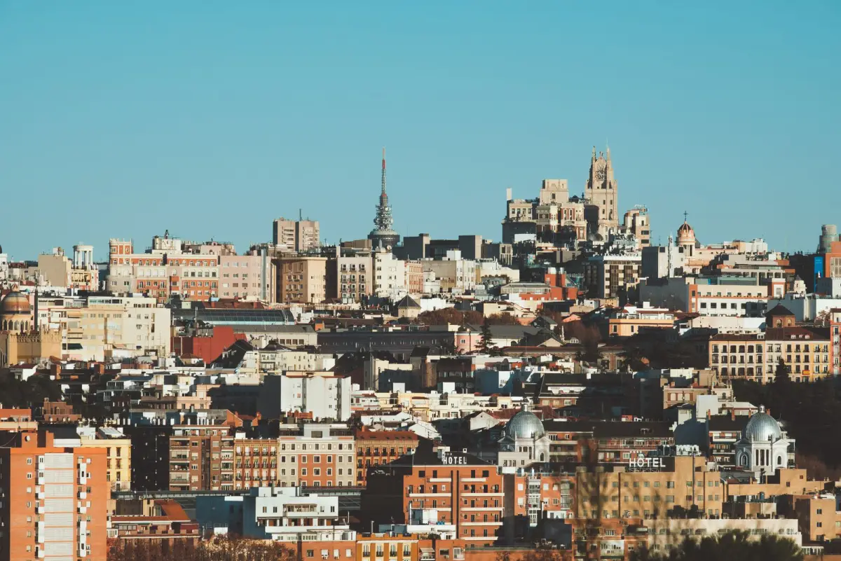 Iberia reward flights to Madrid — elevated view of Madrid's architecture and city skyline
